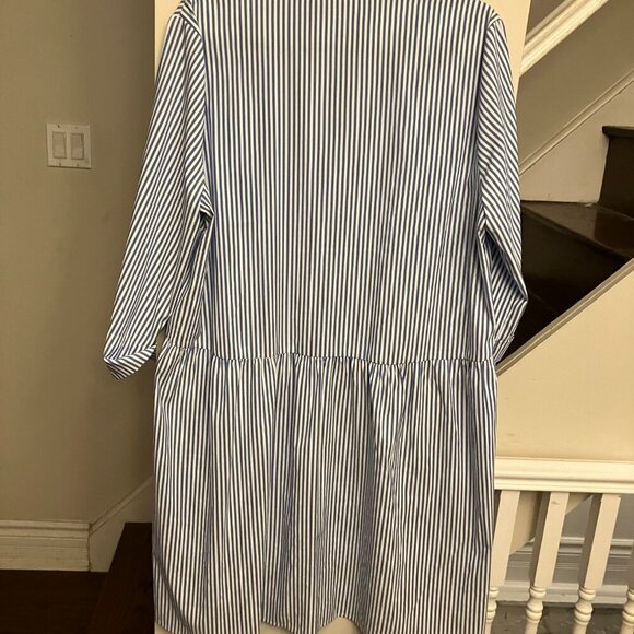 Blue and White Vertical Stripe Dress - Picture 4 of 7